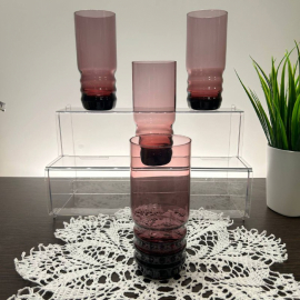 Стаканы Стрыйского СЗ. Марганцевое стекло с фактурой! Редкие! Цена за 4шт. Картинка 1